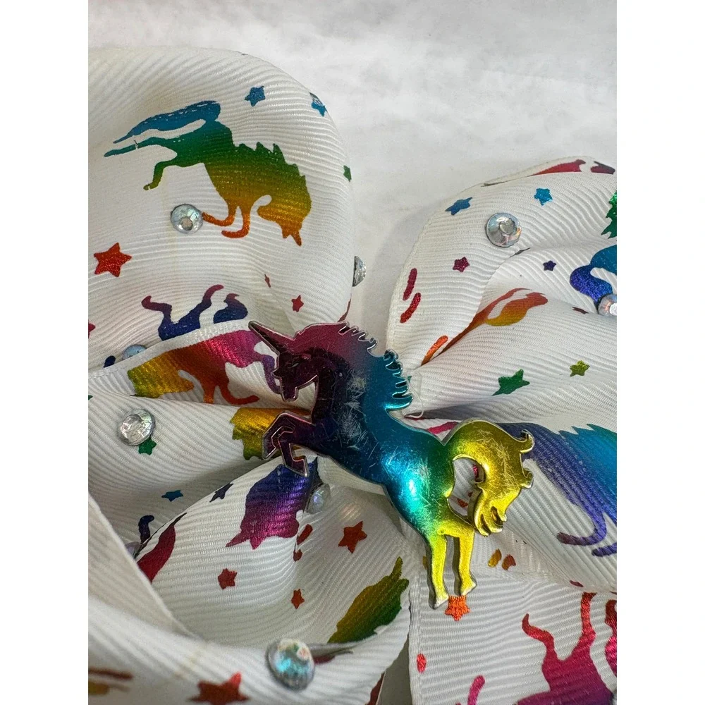 Jojo Siwa Style Large Grosgrain Hair Bow Set Unicorn Rainbow Bunny 4pc Lot